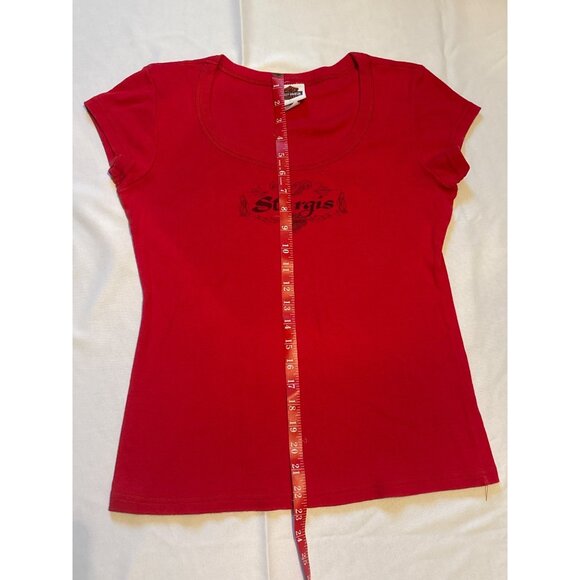 Harley-Davidson Womens Sturgis, SD Red T-Shirt L Cotton Scoop Neck Graphic Tee - Picture 9 of 10